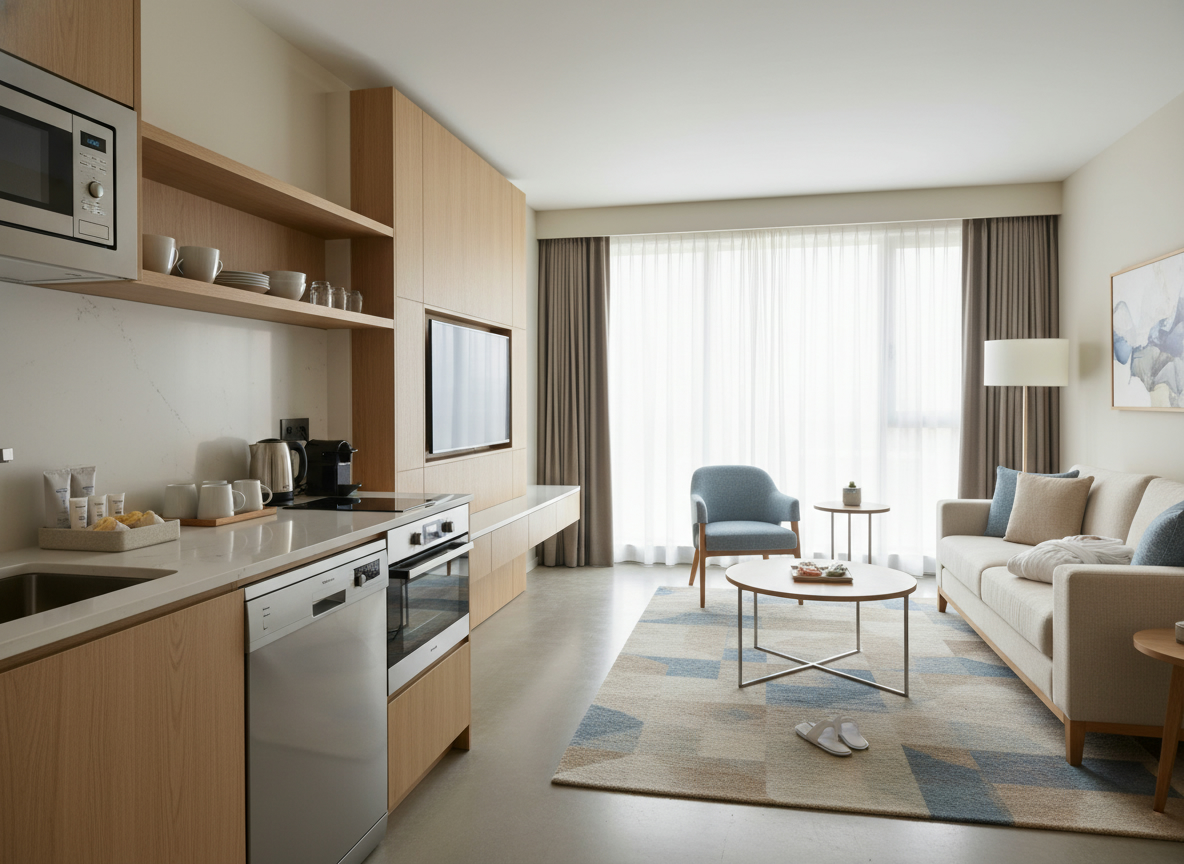 Suite équipée pour un séjour en appart’hôtel à Caen